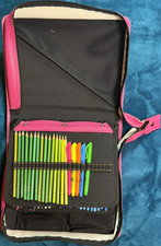 Multicolor Colored Pencil/Crayon Set with Assorted Colors in Pink Zippered Case