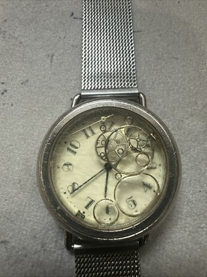 RARE UNISEX GENUINE  ST.STEEL Quartz  WATCH''FOSSIL''FLOATING WATCH PARTS