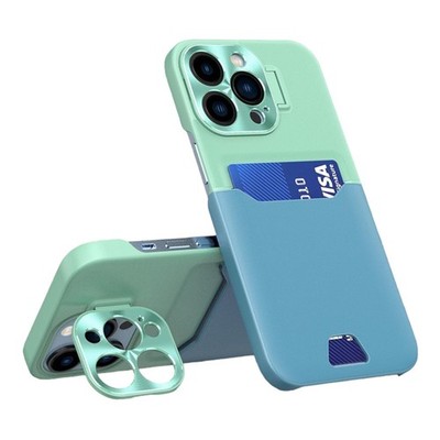 iPhone 14 Plus For Case Card holder & Lens protector in Green & Blue