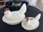 Westmoreland Vintage Milk Glass Hen On Nest Set 2 Pieces, 3.5x3 5.5x4.5 Inches