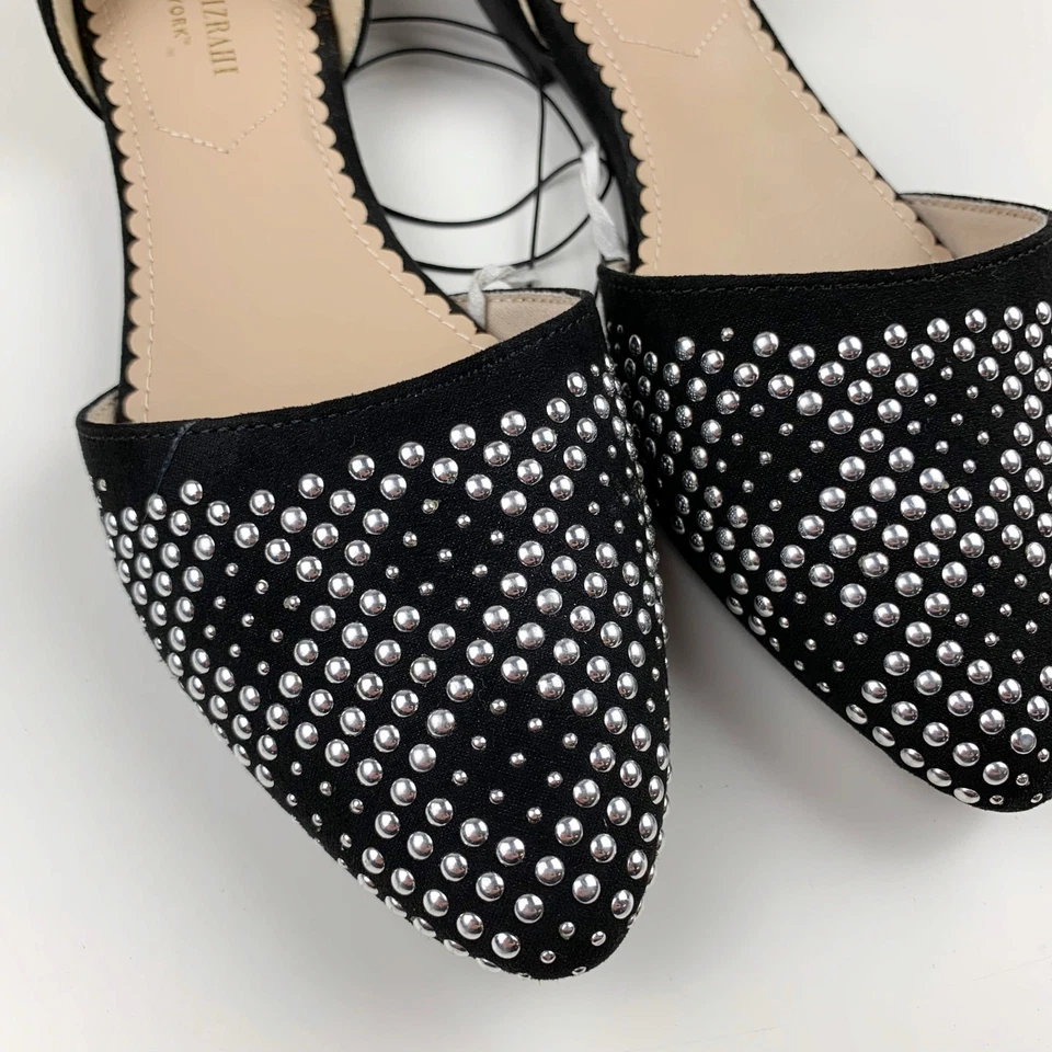 Isaac Mizrahi D’Orsay Pisos Tachonados Plateados Imitación Negro Gamuza Sin Cordones para Mujer’s 6.5 Foto 4 de 4