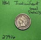 1861 Indian Head Cent 1c Good Details Copper Nickel