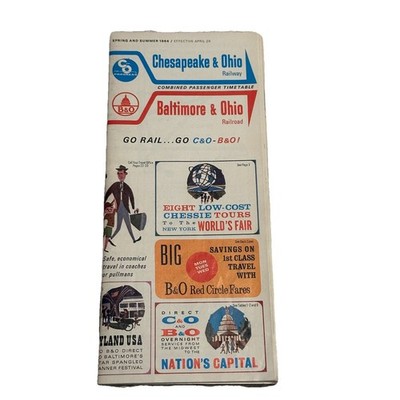 1964 Chesapeake Ohio Eisenbahn Baltimore Karten Eisenbahn Zeit Zug Broschüre Trödel