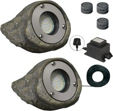 Luxform Lighting 12V Tatra Rock Light in Gravel - Kit of Two with Transformer