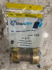 Sharkbite 1" x 1" Straight Coupling Push-to-Connect Brass Lead Free U020LFA New
