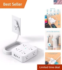 Ultra-Thin Flat Plug Power Strip: 5ft with 8 Outlets & 4 USB Ports for Home Use