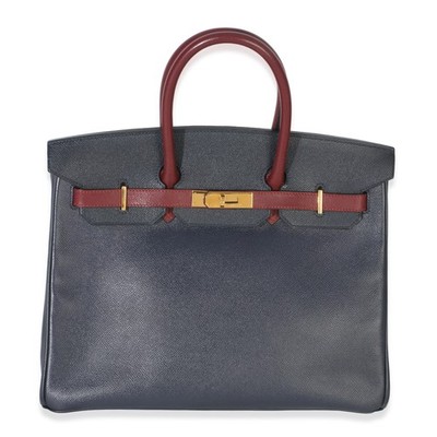 Hermès Vintage Rouge H Bleu Marine Courchevel Birkin 35 GHW