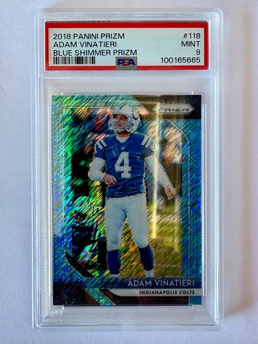 2018 Prizm Adam Vinatieri PSA 9 MINT Blue Shimmer SSP #4/9 eBay #1/1 Card #118