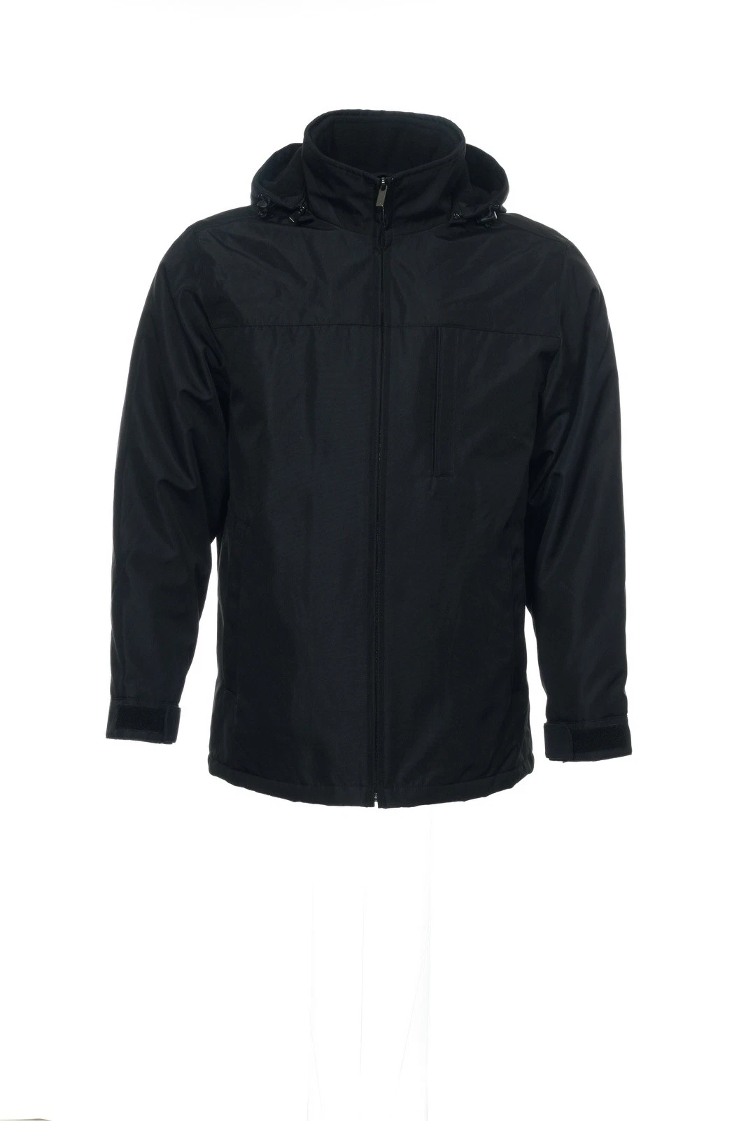 Weatherproof Mens Rain Jacket XL Black 100% Polyester Solid Hooded Outdoor Shell