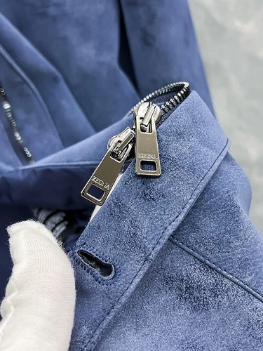 Zegna Men's Suede Stand Collar Jacket image 5