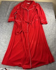 Pierre Cardin VTG M ROBE White Piping Velvet Velour Red Cozy Christmas USA SEE