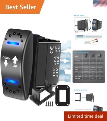Rugged DPDT Rocker Switch with LED Indicator & Easy Fit Carling Adaptor Included