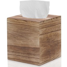 Tissue Box Cover Square, Wooden Decorative Tissue Box Cover with Slide-Out Bo...