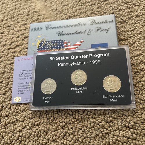 50 State quarters 1999 commemorative set Uncirculated & Proof-DE, PA, NJ, GA, CT - Picture 13 of 16