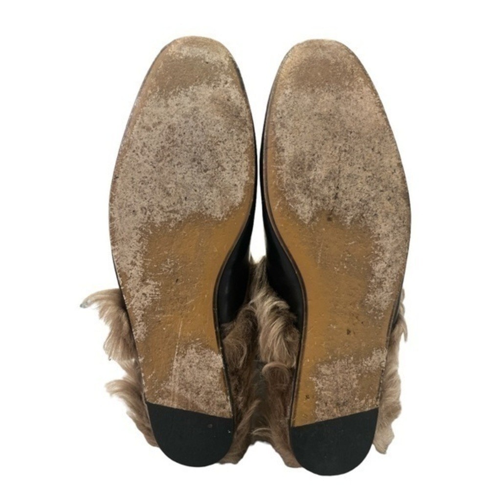 GUCCI Men’s Princetown Lamb Wool Lined Black Leather Slipper Mules Size 9 image 9