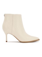 NINE WEST Womens White Jacks Pointed Toe Stiletto Zip-Up Leather Booties 9.5 M