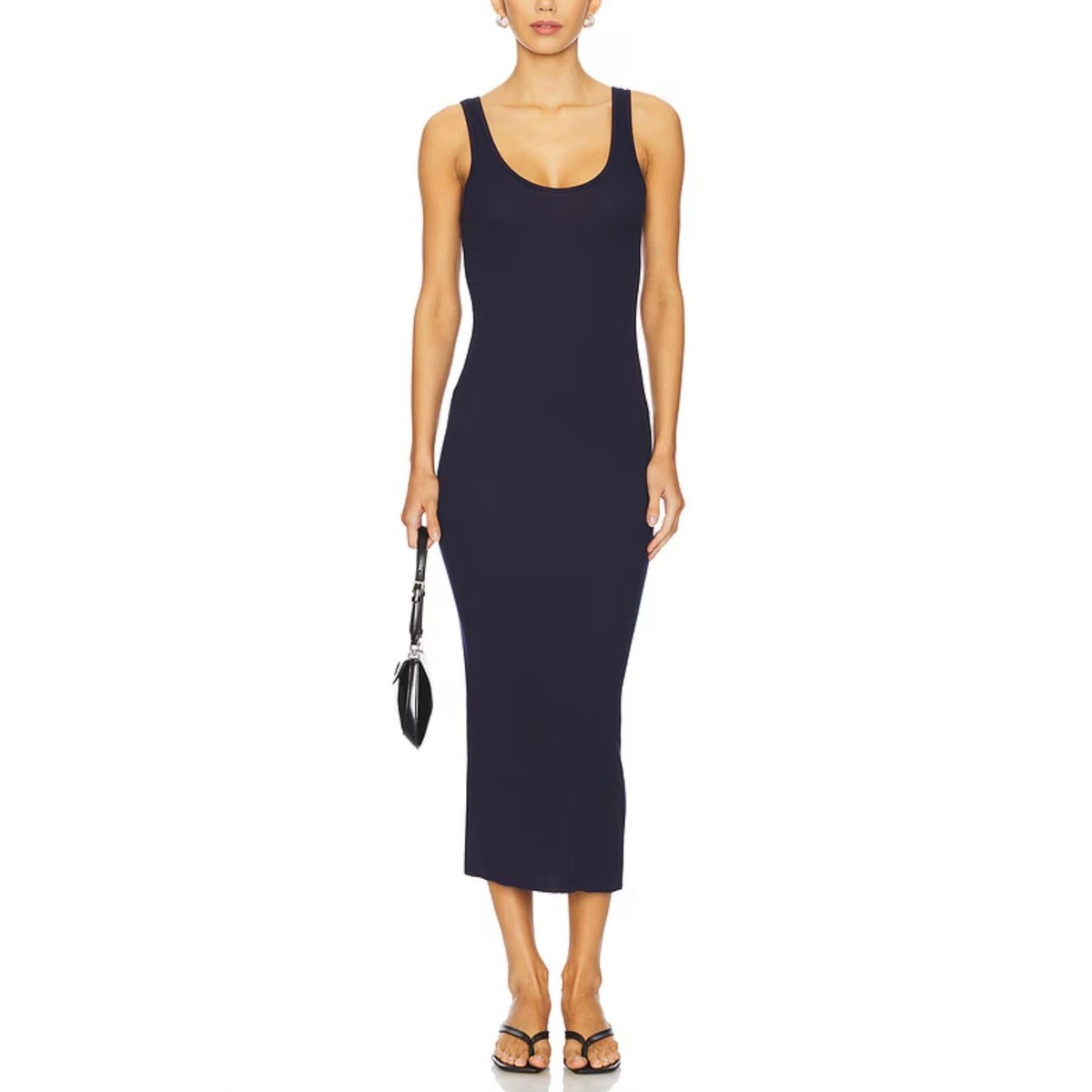 black knit dress long sleeve Bethany Merino Wool Ribbed Swing Dress main image 1