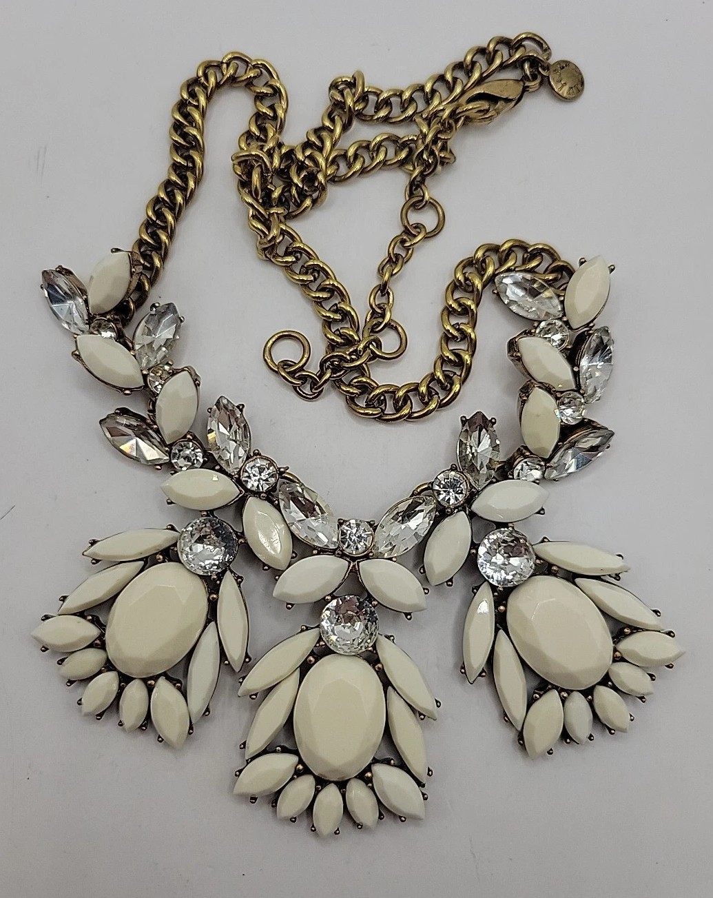 J Crew Statement Necklace Sparkly Rhinestone Crea… - image 2