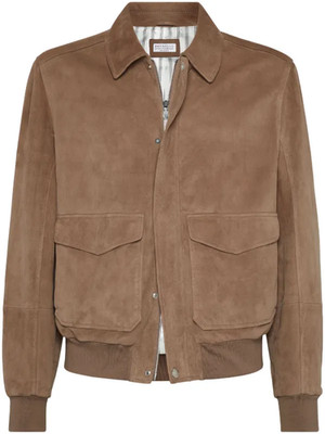 NWT$7,995 Brunello Cucinelli 100%Leather Suede Aviator Jacke