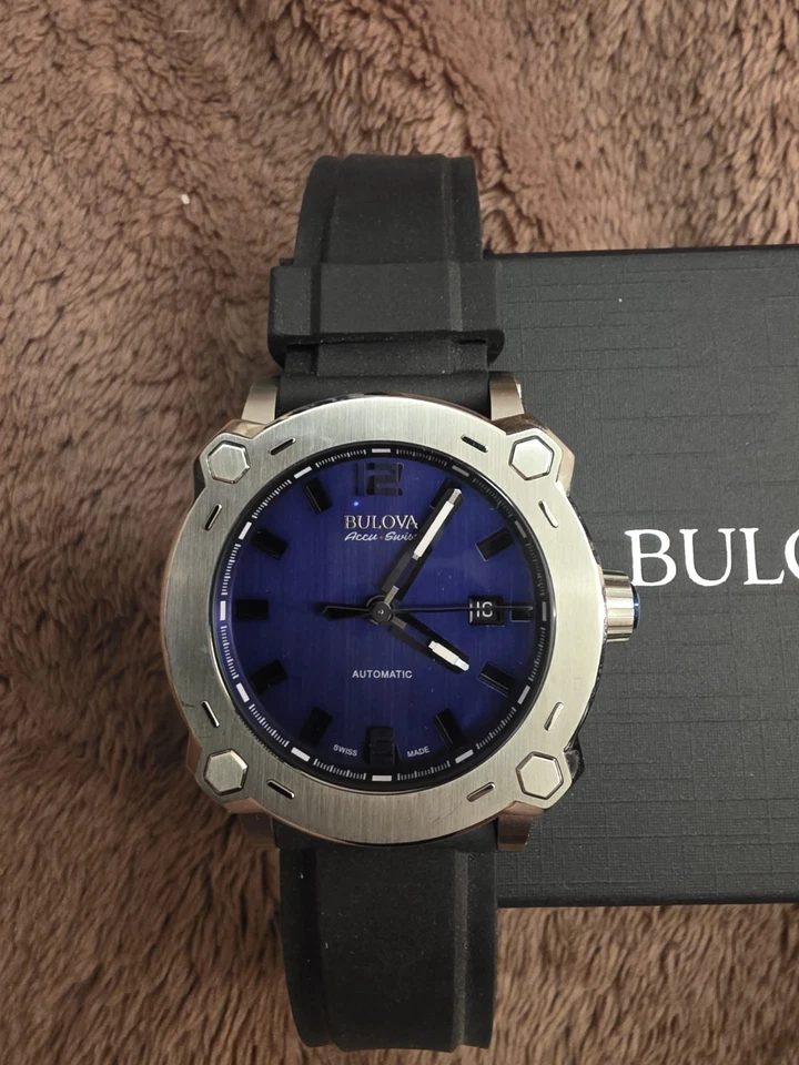 Reloj Automático Bulova Accu-Swiss 63B190 Percheron Para Hombre Hecho en Suiza $1295 NUEVO Foto 2 de 4