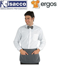Isacco GREMBIULE PUB Corto Gessato Unisex Cameriere Barista Servizio Sala Chef