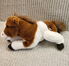 FAO Schwarz Pinto Horse Pony Plush 14" Laying Down Adopt A Pet Brown White