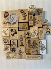 Rubber Stamp Lot Of 26 Children Babies Doll Themed Wood Mounted