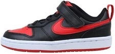 Image of Nike Court Borough Low 2 Sneakers, Black/Red, US Size 10.5