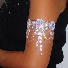 Crystal Tassel Arm Chain Bracelet Rhinestone Link Belly Dance Bridal Jewelry