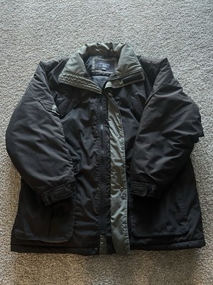 John Blair Jacket Men L Black with Olive Tri Full Zip Outdoor Chunky Casual Coat