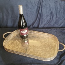 Vintage VINERS OF SHEFFIELD Alpha Plate Chased Galleried Tray with Handles