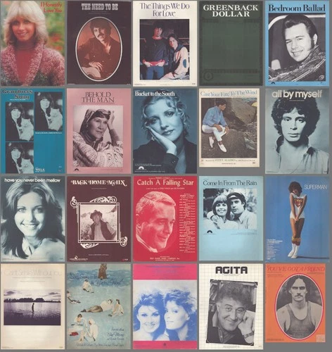 Lot of 20 POP/COUNTRY STARS 1963-1988 Vintage Sheet Music (L)