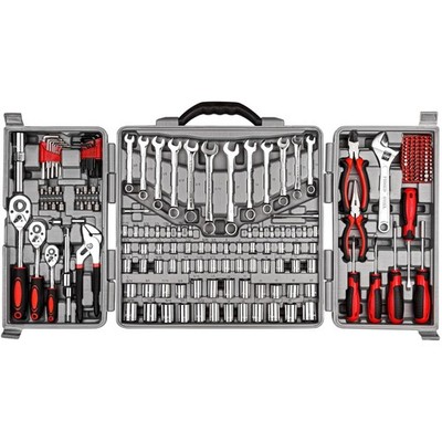 205-Piece Mechanics Tool Tool Set 1/2'' 1/4'' 3/8'' Metric Imperial Socket Wrenches