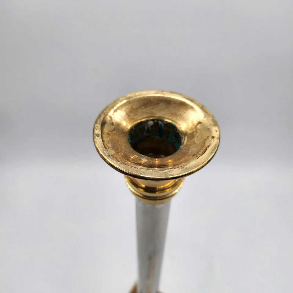 Juego de 3 Candelabros Vintage Latón y Acero Mediados de Siglo Diferentes Alturas Foto 4 de 4