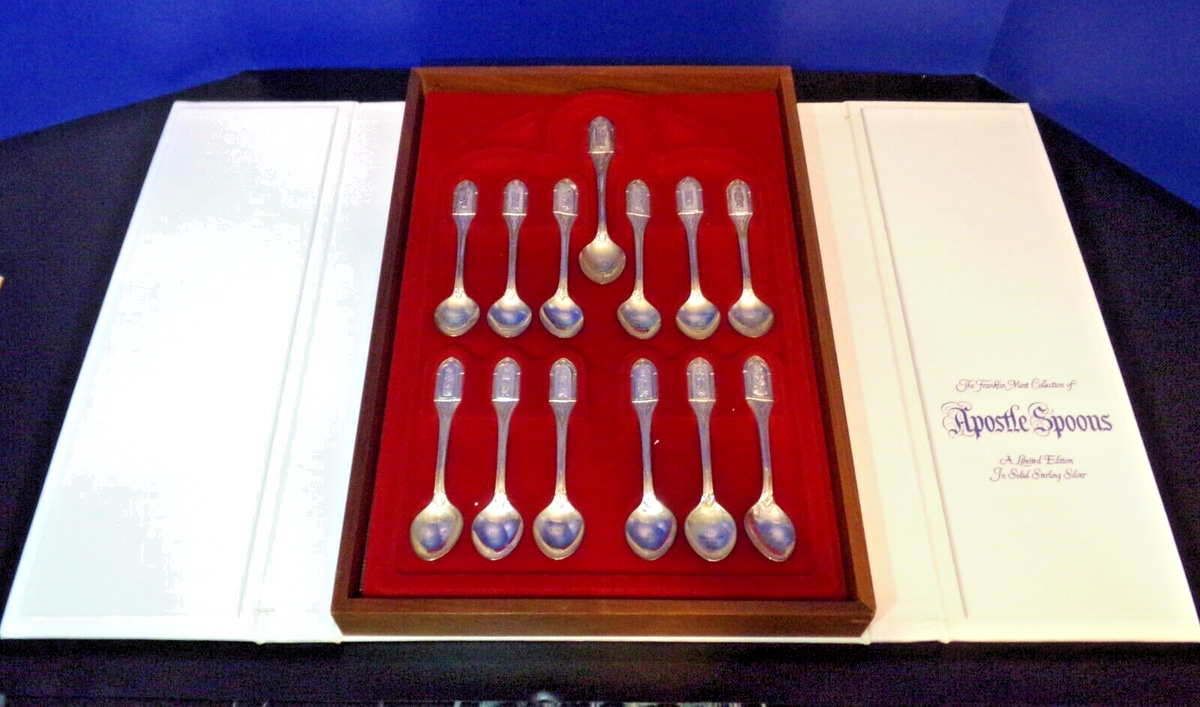 Franklin Mint Collection of Apostle Spoons Solid Sterling Silver