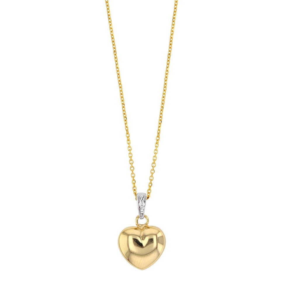 Collier coeur Or 9 Carats anti-ternissement avec diamant authentique