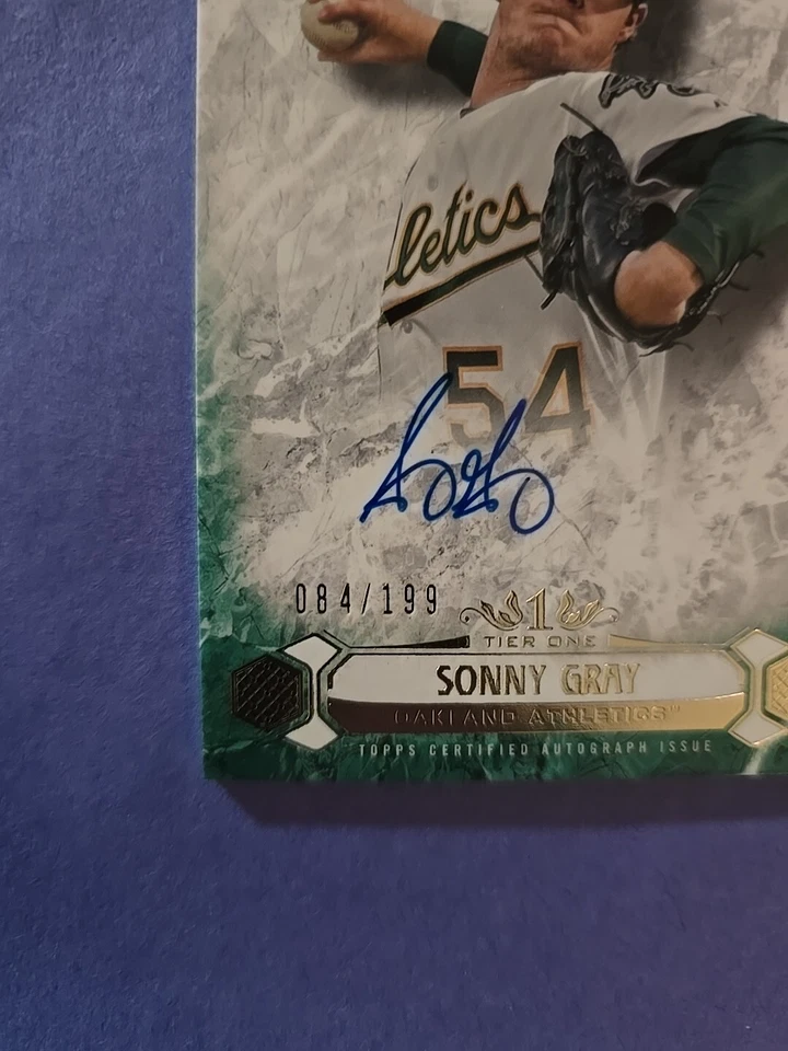 2016 Topps Tier One Breakout Autograph Sonny Gray 84/199 Oakland Athletics  - Image 2 of 3