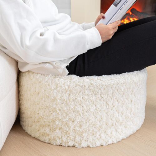 Unstuffed Pouf Ottoman Cover Handmade Footstool Ottoman Storage Solution Floo...