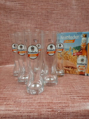 Krombacher Weizenbier 6x Bierglas 0,3 l weißes Logo Gastro Hefeweizen Weißbier