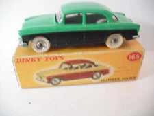 DINKY TOYS #165  HUMBER HAWK SEDAN BLACK/TURQUOISE Previously restored w/new box