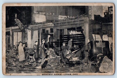 1924 Lorain Ohio Vintage Postcard Broadway Avenue Tornado Disaster Building