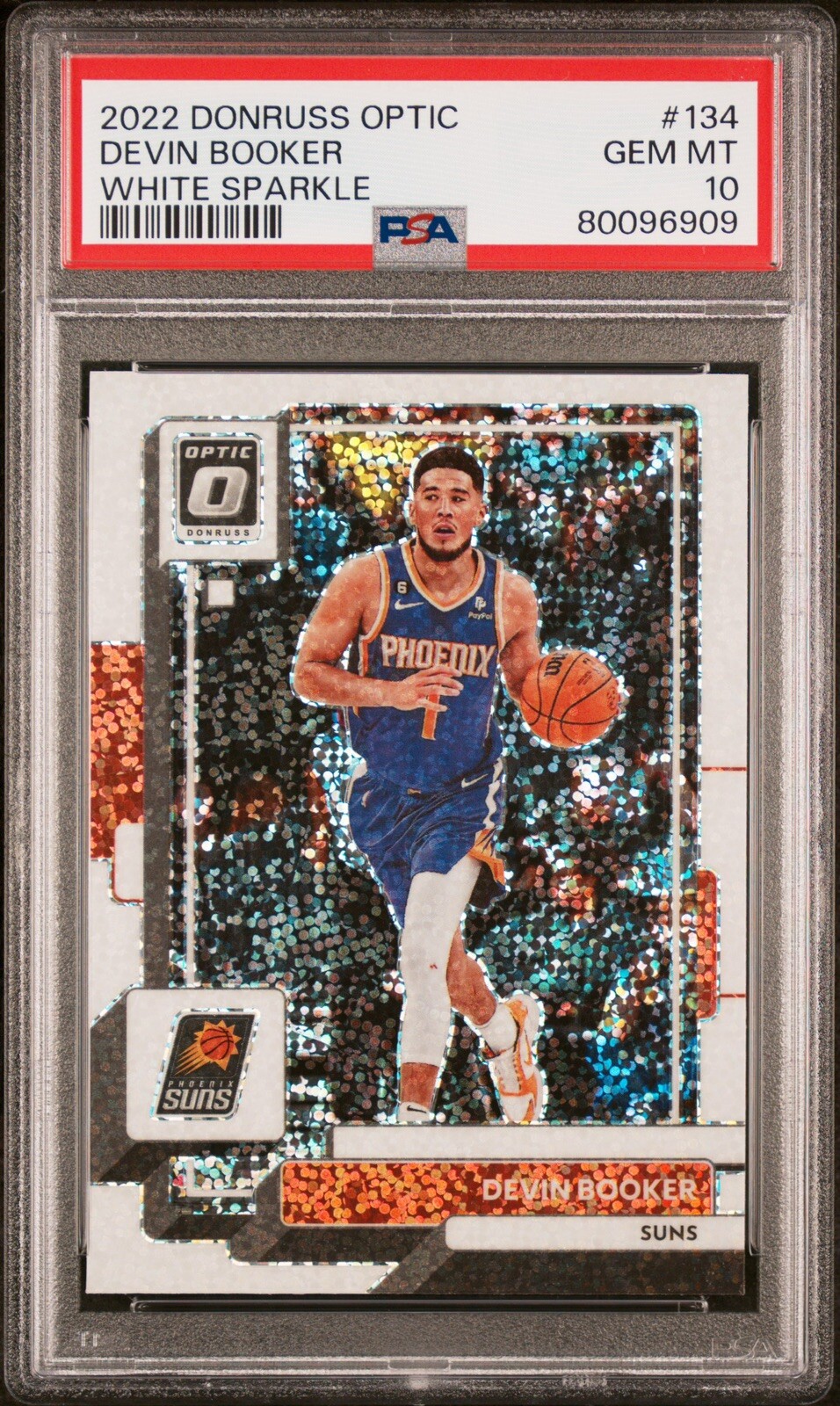 2022 Donruss Optic Devin Booker White Sparkle #134 GEM MT PSA 10 POP 2 SSP Suns