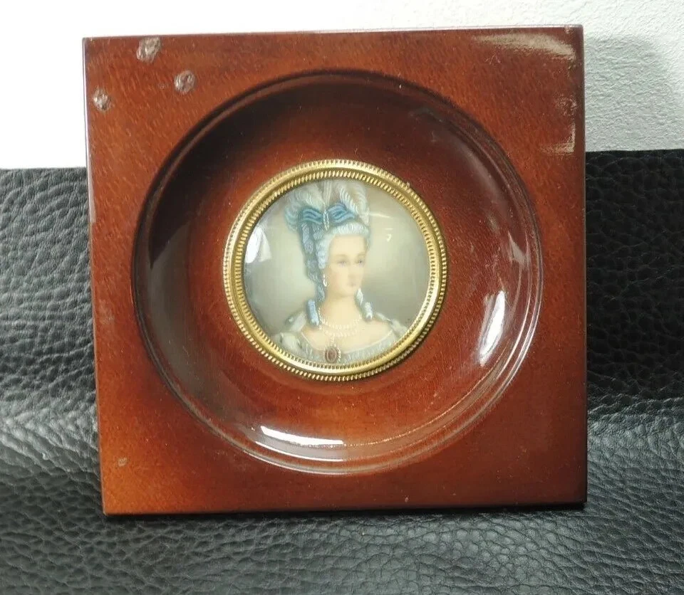 Biedermeier Art Nouveau Austrian Miniature Portrait Painting Frame noble lady - Image 4 of 4