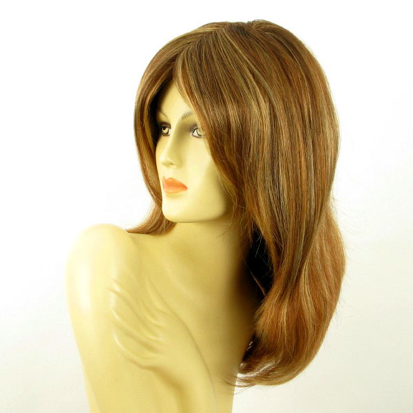 Perruque Femme Châtain Clair Mèches Blond Doré Et Cuivré – Modèle Orly 6BT27B – Neuve Avec étiquettes