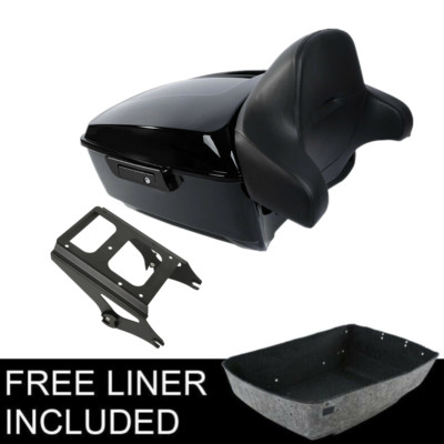 King Trunk Backrest Pad Mount Rack Fit For Harley Touring Road King Glide 09-13