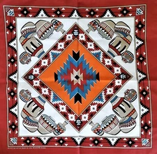 New Vintage made in USA Springs 50% cotton 22x22 pottery scarf Novelty Bandana