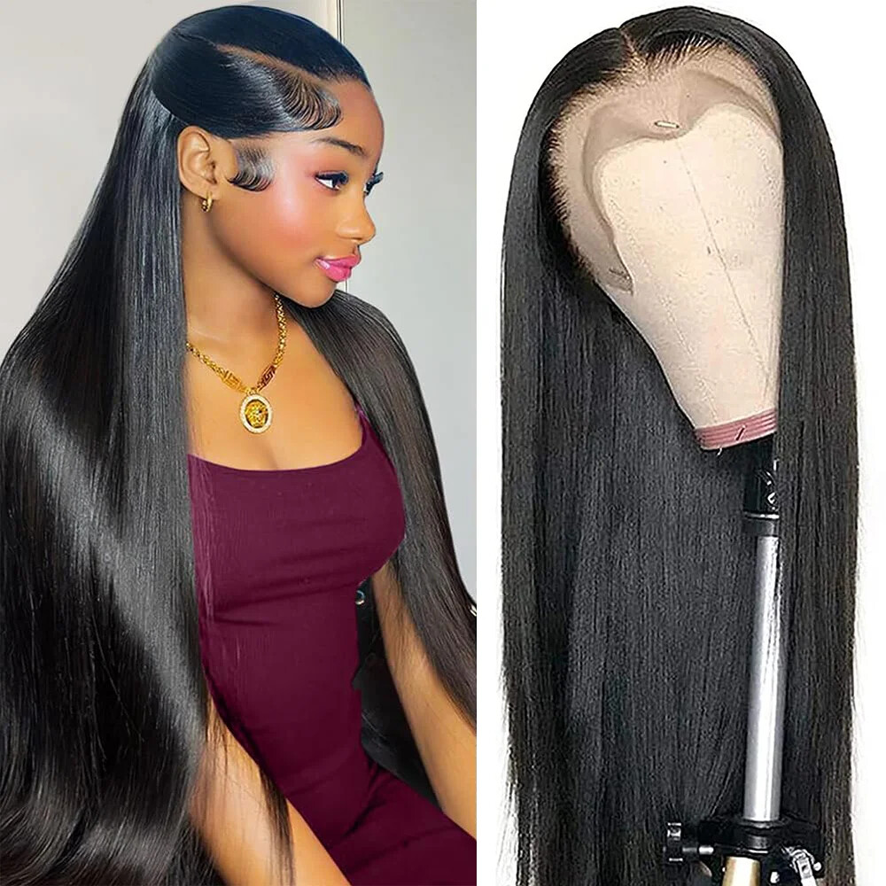 Straight HD Transparent Glueless Lace Front Wig 13x4 13x6 Remy Human Hair