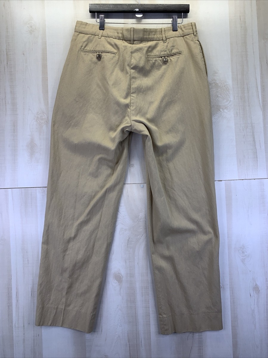 VINTAGE Polo Ralph Lauren Golf Silk Wool Woven Blend Khaki