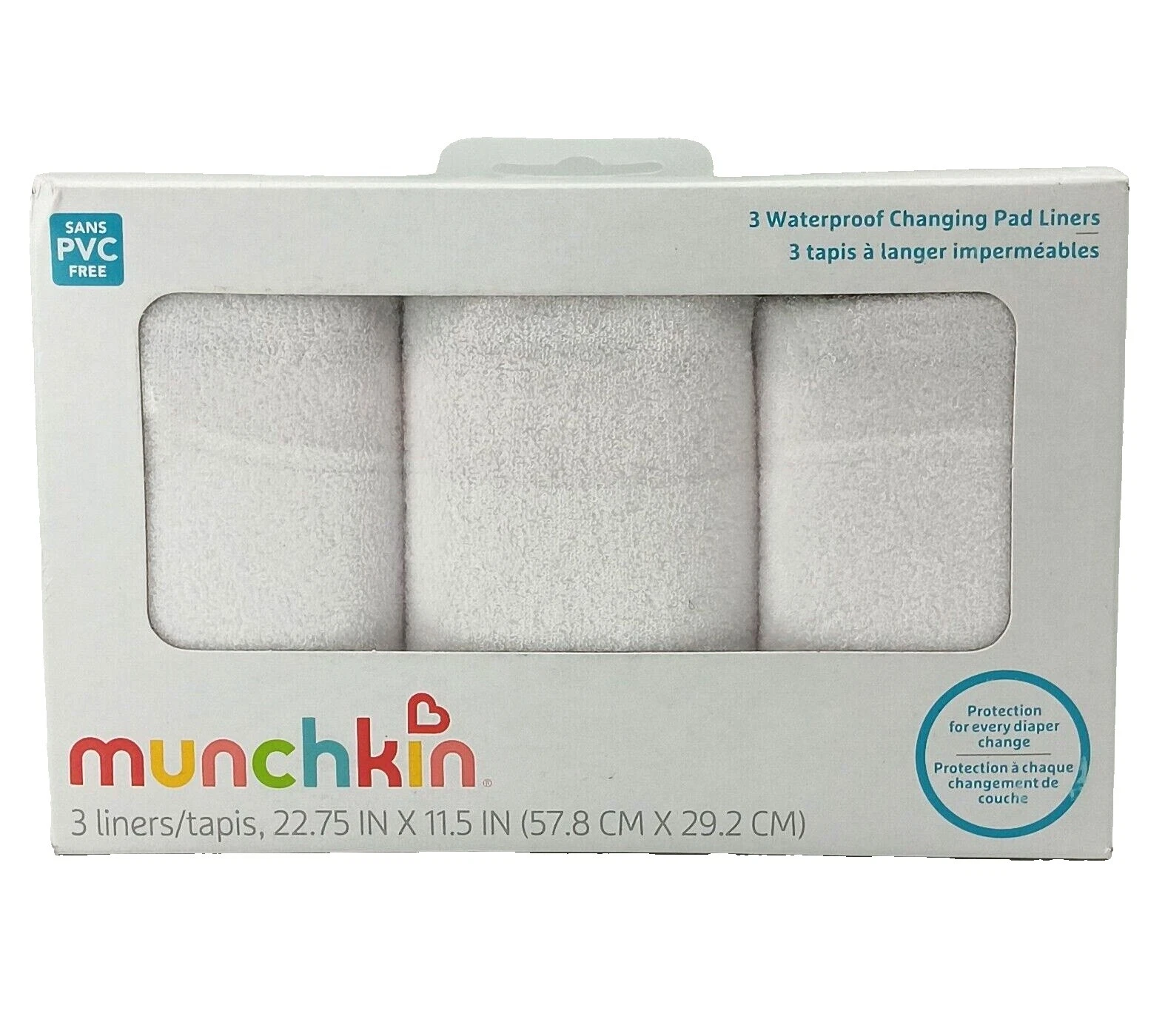 Almohadillas cambiador bebé blanco Munchkin y fundas