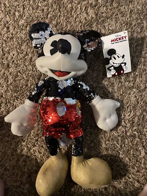 DISNEY Store Plush MICKEY MOUSE ORIGINAL REVERSBILE SEQUIN SPECIAL EDITION NWT